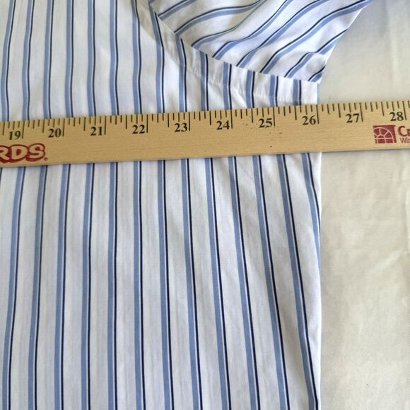 Men's Polo Ralph Lauren Philip Two Ply Cotton 16.5-33 Blue Stripe Dress Shirt - Picture 5 of 8